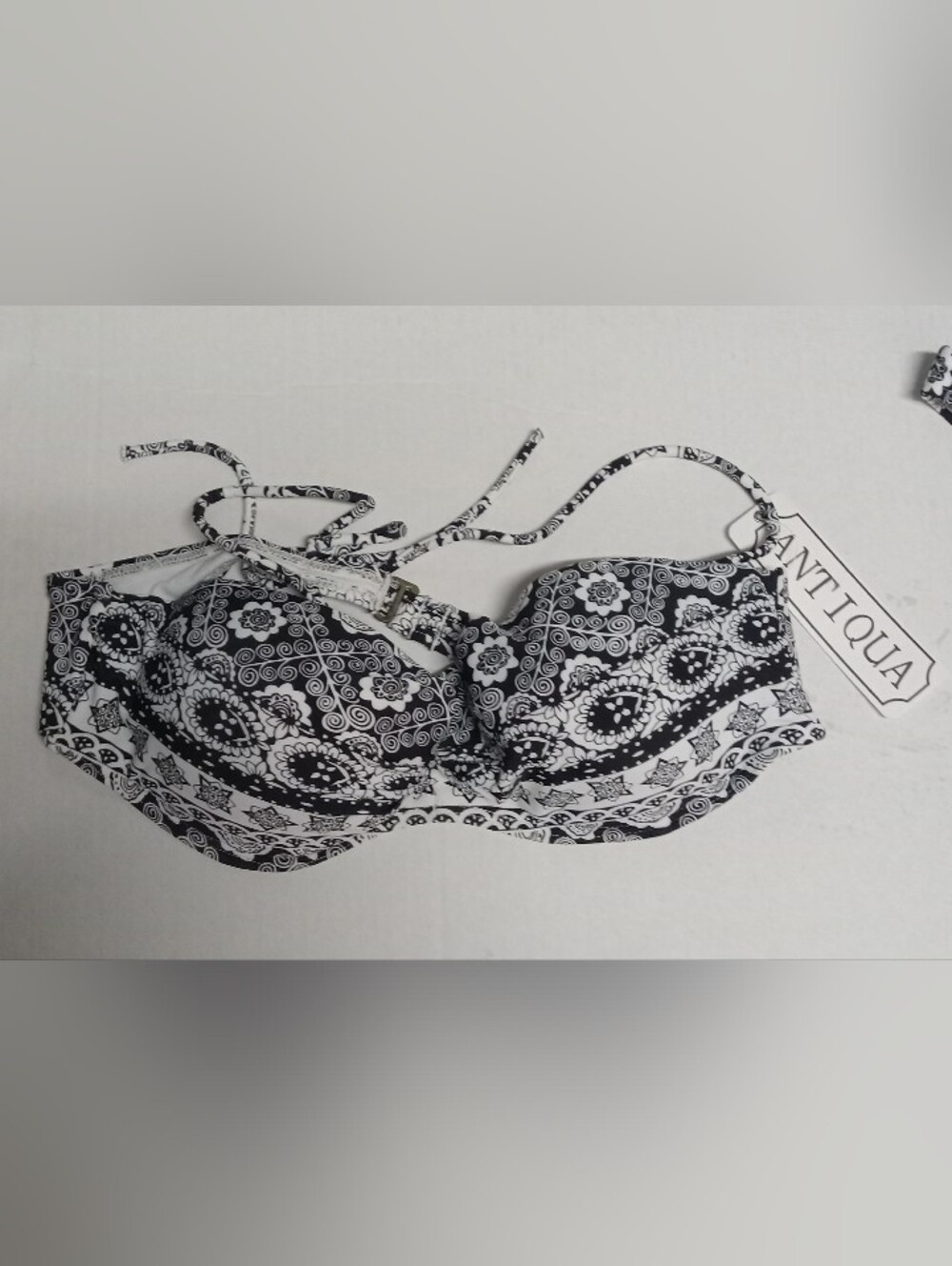 Antiqua Black & White Paisley Bandeau 2 Piece Bikini NWT Sz Med
